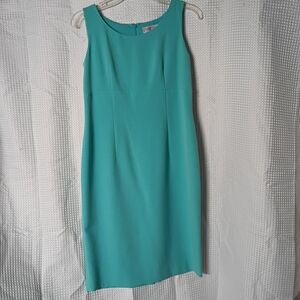 Kasper Teal Sleeveless Midi Sheath Dress